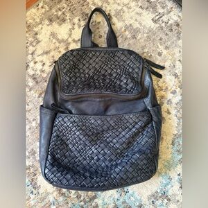 Artisan Black Woven Leather Backpack